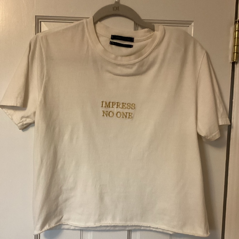 Urban Outfitters Cream Graphic Tee Shirt Impress No One